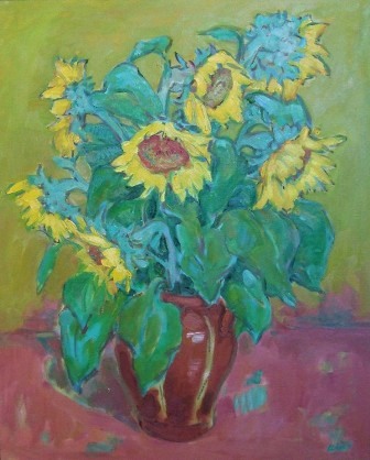 &quot;Girasoles&quot;, óleo s / t, 81 x 65 cm.